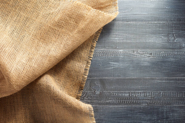 burlap hessian sacking on wood