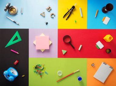 çeşitli okul malzemeleri