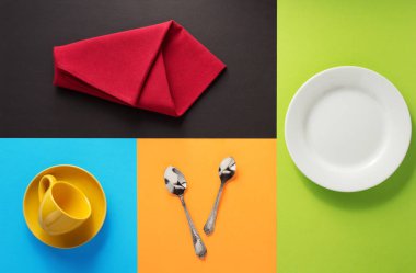 renkli arka plan, mutfak eşyaları