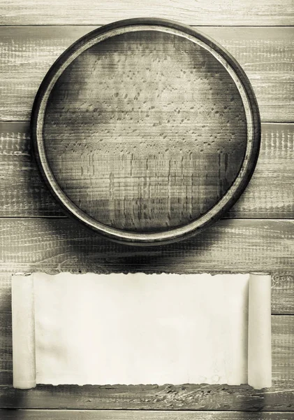 Deska do krojenia pizzy w stylu rustykalnym tło — Zdjęcie stockowe