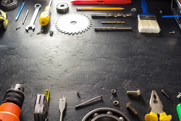 Tools and instruments on black — Stock Photo, Image