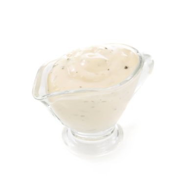 beyaz zemin üzerine mayonez sos