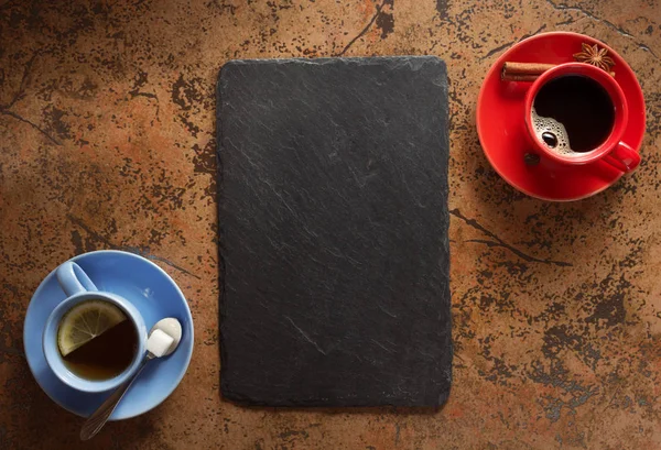 fincan kahve ve çay, arka plan