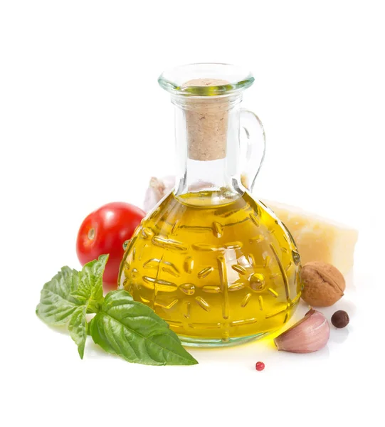Pesto sauce ingredients white background — Stock Photo, Image