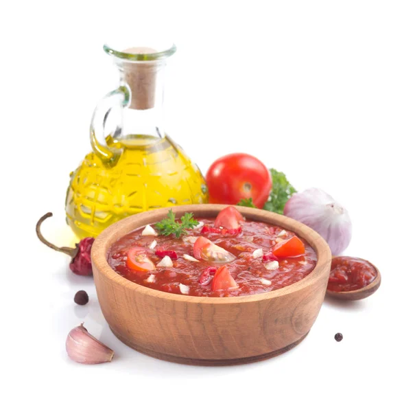 Salsa de tomate en salsa de barco en blanco —  Fotos de Stock