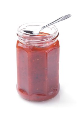 cam beyaz üzerine domates sosu 