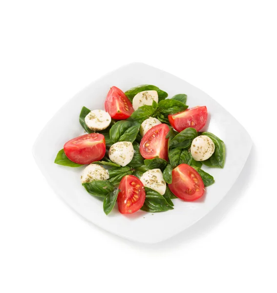 Basilikum, Mozzarella und Tomatensalat — Stockfoto