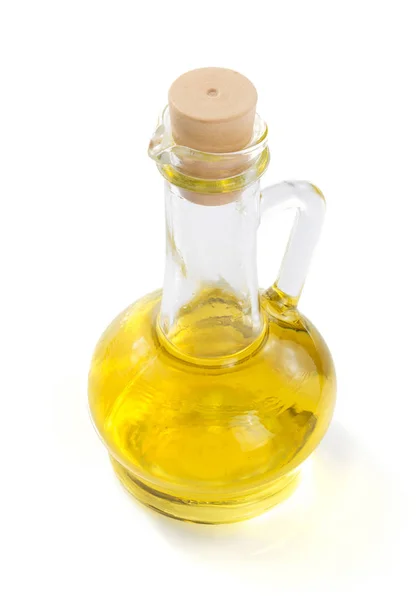 Láhev oleje na bílém pozadí — Stock fotografie