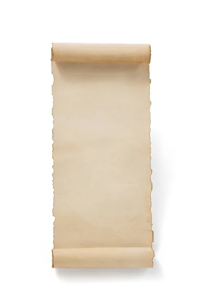 Papel de pergaminho de pergaminho isolado a branco — Fotografia de Stock