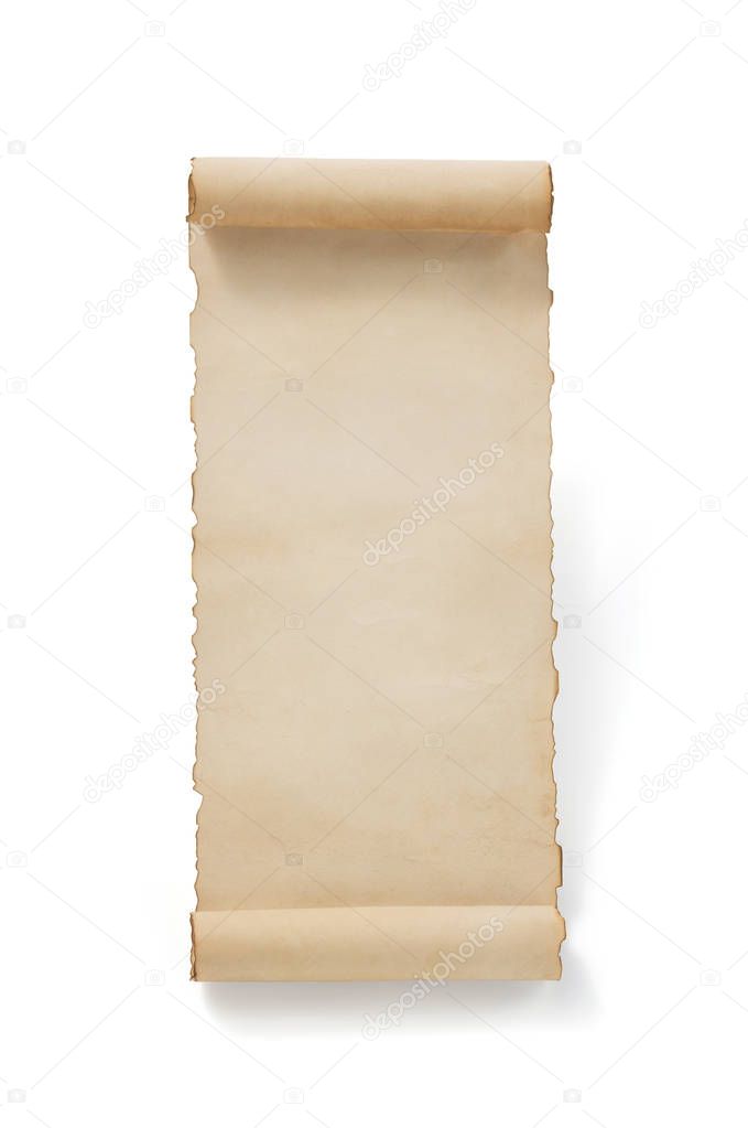 parchment scroll paper isolated at white