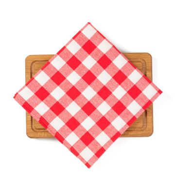 peçete üzerinde beyaz izole kesme tahtası 