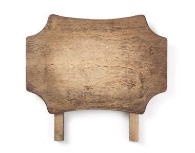 Ahşap işareti Isolated beyaz üzerinde kurulu.