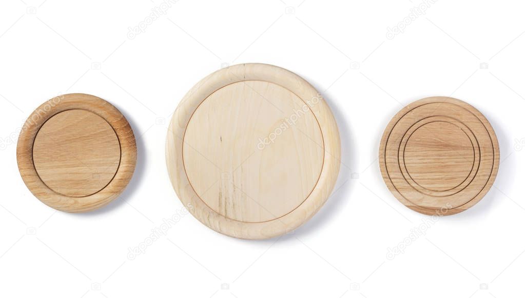 wooden plate isolated on white 