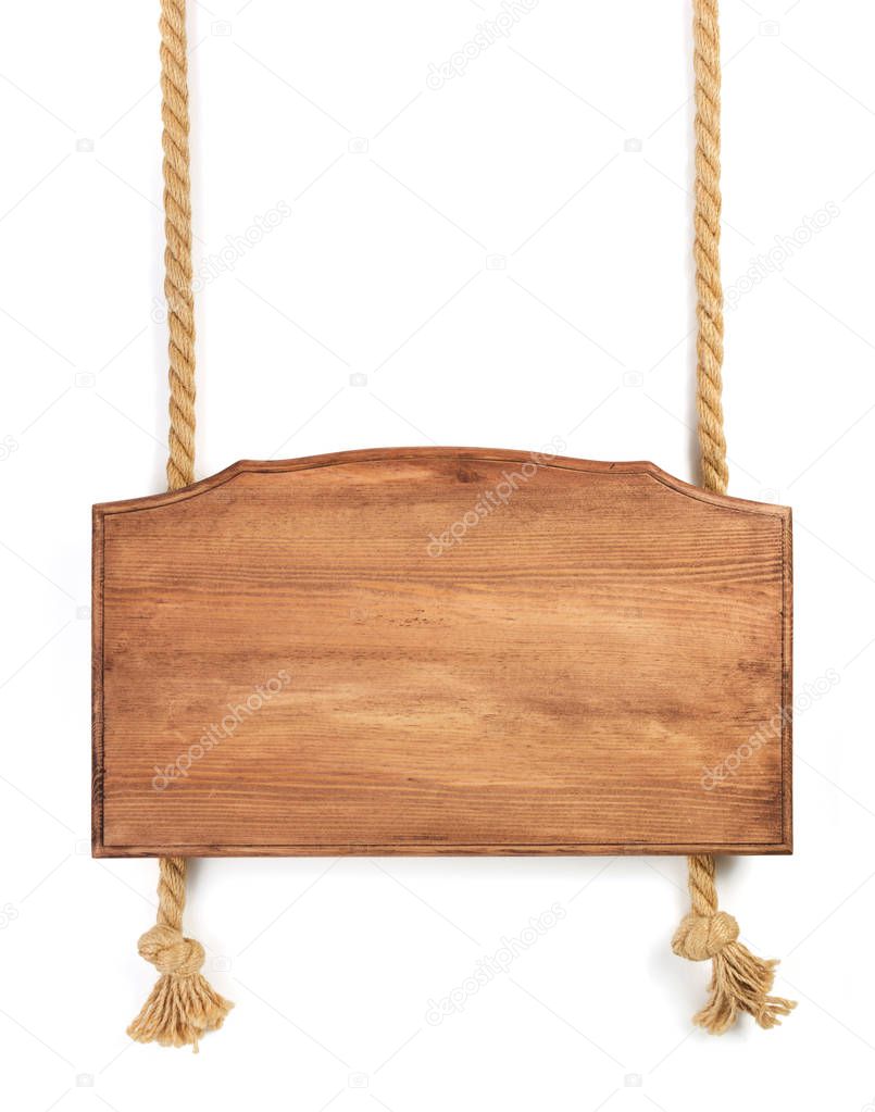 Wooden sign board isolated on white background