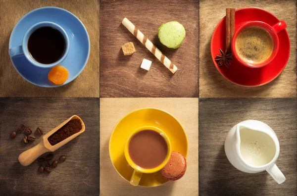 Kopje koffie, thee en cacao — Stockfoto