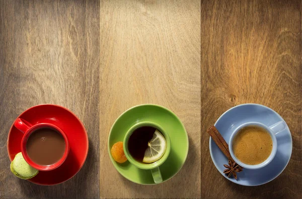 Tazza di caffè, tè e cacao — Foto Stock