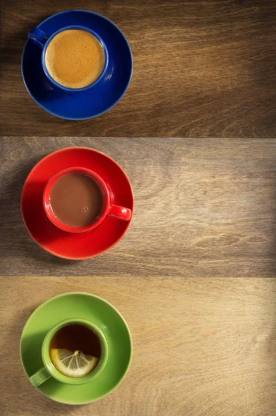 커피, 차, 카 카오의 컵 — 스톡 사진
