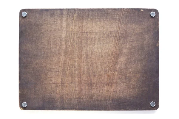 Деревянная табличка или табличка на стене, изолированная на белом — стоковое фото