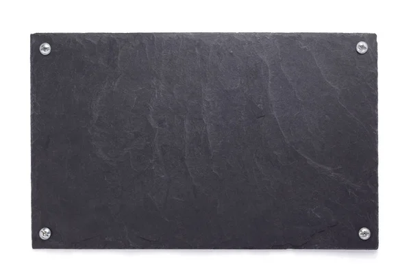 Schiefer Stein Tablett auf weißem Hintergrund — Stockfoto