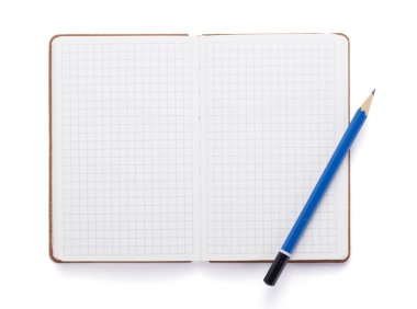 beyaz arkaplanda not defteri ya da defter kağıdı