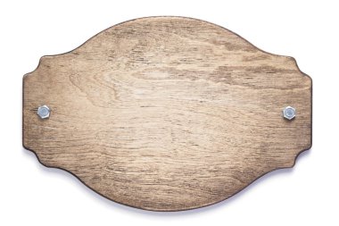 Tahta isim levhası veya duvar işareti beyaz arkaplanda izole edildi