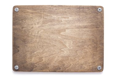 Tahta isim levhası veya duvar işareti beyaz arkaplanda izole edildi