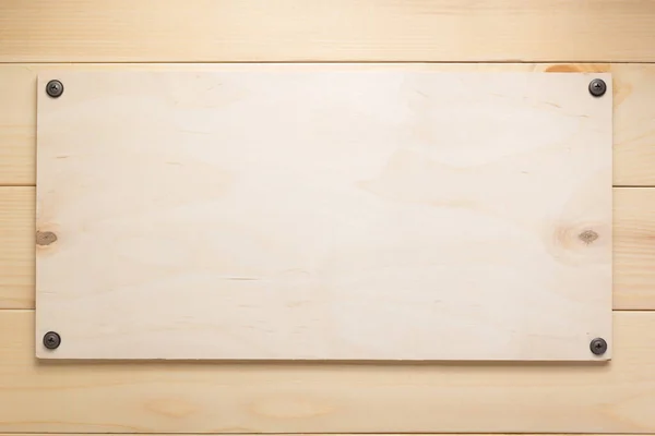 Табличка Надписью Надписью Поверхности Деревянного Фона Винтами — стоковое фото