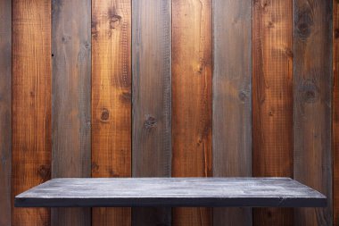 Tahta arkaplan yüzey dokusunda ahşap raf
