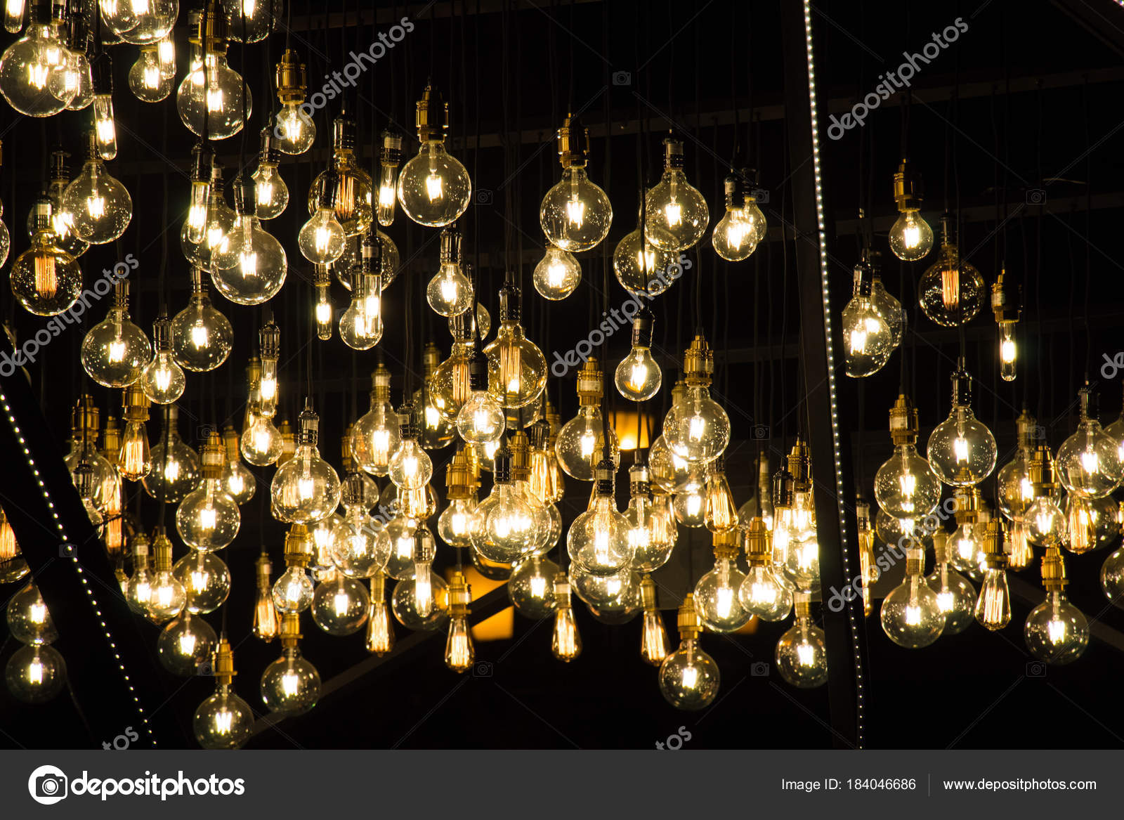 Shiny Lamps Beautiful Lights Night Background Stock Photo by