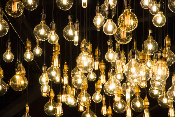 luminous lamps with beautiful lights, with night background