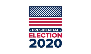 Birleşik Devletler 'de 2020 Başkanlık Seçimi. Oylama günü, 3 Kasım. Biz Seçimleri. Vatansever Amerikan unsuru. Poster, kart, afiş ve geçmiş. Vektör illüstrasyonu