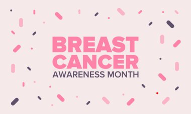 Ekim 'de meme kanseri farkındalığı ayı. Kadın sağlık hizmetleri. Yıllık kutlama. Sağlık konsepti. Kız dayanışması. Kanseri önleme. Kadın hastalıkları. Poster, tebrik kartı, afiş ve geçmiş. Vektör