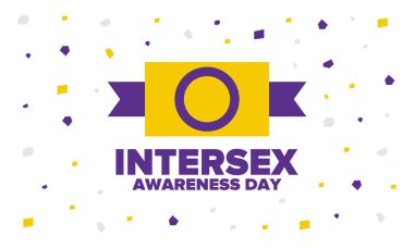 Cinsiyetler arası farkındalık günü. İnsan Hakları. Uluslararası gözlemlenen bir olay. Yıllığı 26 Ekim 'de kutlayın. Cinsiyetler arası insanlar topluluğu. Özgürlük ve dayanışma. Poster, kart, afiş ve geçmiş. Vektör