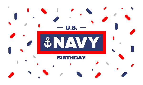 Cumpleaños Navy Vacaciones Estados Unidos Marina Estadounidense Rama Guerra Naval — Vector de stock
