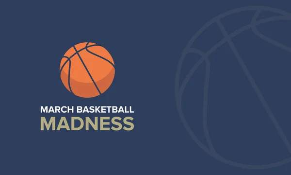 Marsch Wahnsinn Basketball Vektor Logo Und Hintergrund Uns Nationales Studentenbasketballturnier — Stockvektor