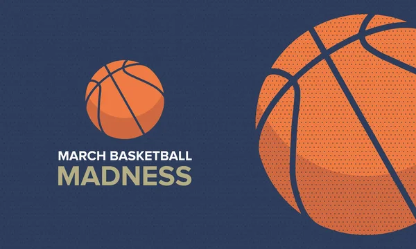 March Madness Basketbol Vektör Logosu Arka Planı Ulusal Öğrenci Basketbol — Stok Vektör