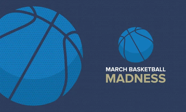 3月狂気バスケットボールベクトルのロゴと背景 私たち全国学生バスケットボールトーナメント レタリングとゲームボールとデザイン — ストックベクタ