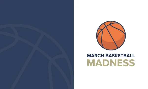 March Madness Basketball Vector Logo Background National Student Basketball Tournament — Stock Vector