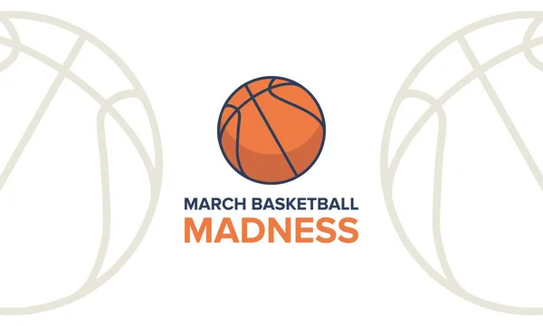 3月疯狂篮球矢量标志和背景 我们的全国学生篮球比赛 字母和游戏球的设计 — 图库矢量图片