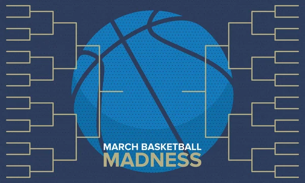 Marsch Wahnsinn Basketball Vektor Logo Und Hintergrund Uns Nationale Studentenbasketballmeisterschaft — Stockvektor