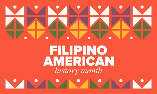 Fülöp Szigeteki Amerikai Történelem Hónap Kellemes Ünnepeket Minden Októberben Fülöp — Stock Vector