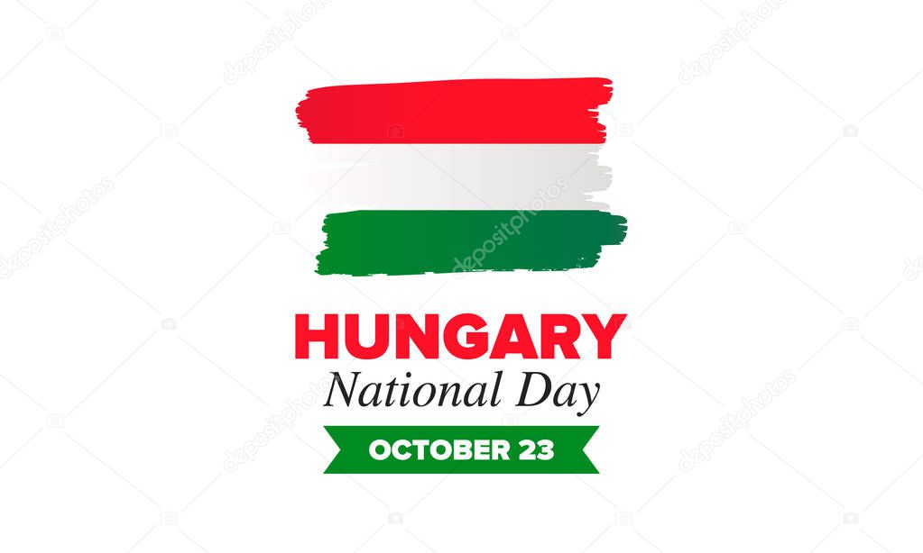National Day in Hungary. National happy holiday, celebrated annual in October 23. Hungarian flag. Patriotic elements. Poster