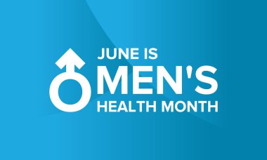 Haziran 'da Ulusal Erkek Sağlığı Ayı. Sağlık eğitimi programı. Amerika 'da yıllık kutlama. Tıbbi konsept. Bakım ve sağlık. Poster, kart, afiş ve geçmiş. Vektör illüstrasyonu