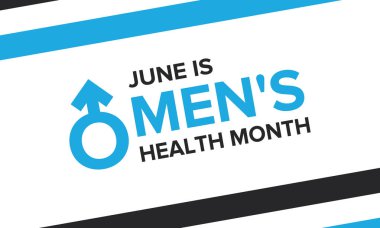 Haziran 'da Ulusal Erkek Sağlığı Ayı. Sağlık eğitimi programı. Amerika 'da yıllık kutlama. Tıbbi konsept. Bakım ve sağlık. Poster, kart, afiş ve geçmiş. Vektör illüstrasyonu