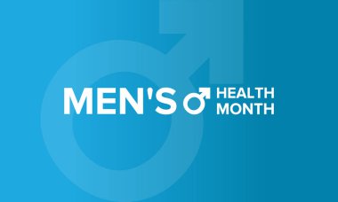 Haziran 'da Ulusal Erkek Sağlığı Ayı. Sağlık eğitimi programı. Amerika 'da yıllık kutlama. Tıbbi konsept. Bakım ve sağlık. Poster, kart, afiş ve geçmiş. Vektör illüstrasyonu