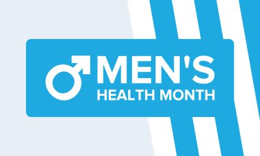 Haziran 'da Ulusal Erkek Sağlığı Ayı. Sağlık eğitimi programı. Amerika 'da yıllık kutlama. Tıbbi konsept. Bakım ve sağlık. Poster, kart, afiş ve geçmiş. Vektör illüstrasyonu