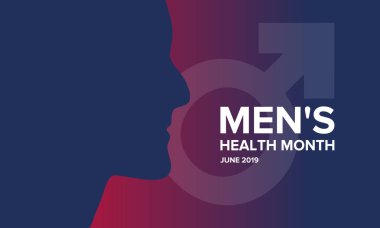 Haziran 'da Ulusal Erkek Sağlığı Ayı. Sağlık eğitimi programı. Amerika 'da yıllık kutlama. Tıbbi konsept. Bakım ve sağlık. Poster, kart, afiş ve geçmiş. Vektör illüstrasyonu