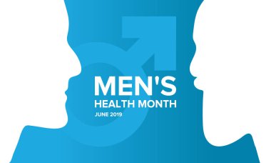 Haziran 'da Ulusal Erkek Sağlığı Ayı. Sağlık eğitimi programı. Amerika 'da yıllık kutlama. Tıbbi konsept. Bakım ve sağlık. Poster, kart, afiş ve geçmiş. Vektör illüstrasyonu