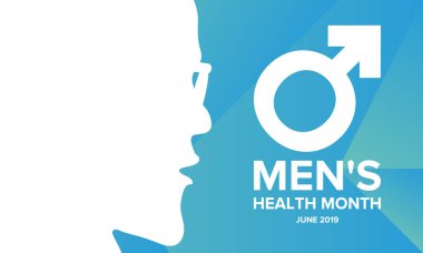 Haziran 'da Ulusal Erkek Sağlığı Ayı. Sağlık eğitimi programı. Amerika 'da yıllık kutlama. Tıbbi konsept. Bakım ve sağlık. Poster, kart, afiş ve geçmiş. Vektör illüstrasyonu