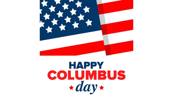 Happy Columbus Day United States National Holiday Celebrate Annual October — Stock Vector